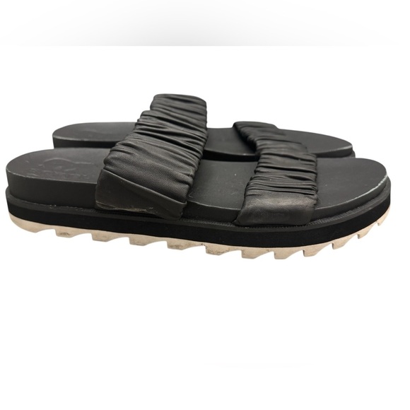 GUC Sorel Women's Roaming Two Strap Slide Slip On Flat Black Sandals Size 10.5 - Picture 1 of 9